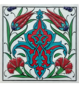Armada Çini 10x10 Cm ED 107 İkili Lale Karanfil Kütahya Çini Pano