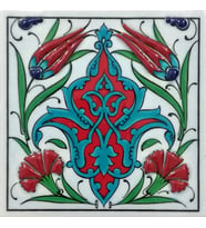 Armada Çini 10x10 Cm ED 107 İkili Lale Karanfil Kütahya Çini Pano