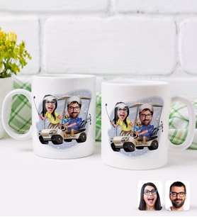 BK Gift Kişiye Özel Sevgililer Karikatürlü İkili Kupa Bardak-96