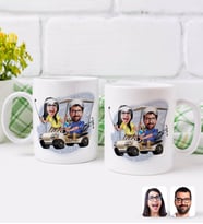 BK Gift Kişiye Özel Sevgililer Karikatürlü İkili Kupa Bardak-96