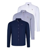 ÜÇLÜ SET G674 DEWBERRY ERKEK GÖMLEK-LACİVERT-BEYAZ-GRİ (Karışık)