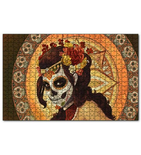 Cakapuzzle Ölü Gelin ve Arkasında Kurukafa Desenleri Puzzle Yapboz MDF (Ahşap) (120 Parça)