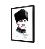 Mustafa Kemal Atatürk Yazılı Çerçeveli Cam Tablo