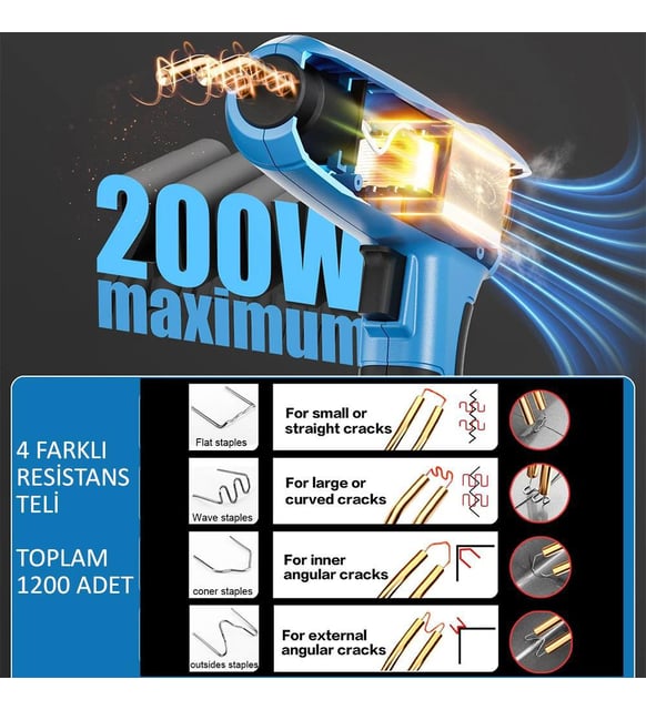 Valkyrie 200W Çantalı 1200 Uçlu Plastik Kaynak Makinesi LED