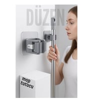 Yapışkanlı Pratik Mop ve Süpürge Tutucu - Duvara Monte, Kolay Kurulum