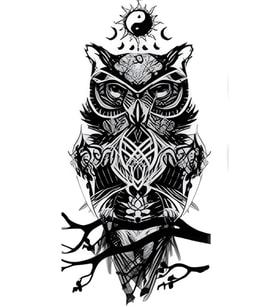 FF-192 ORTA BOY ETNİK BAYKUŞ DESEN GEÇİCİ DÖVME-TATTO