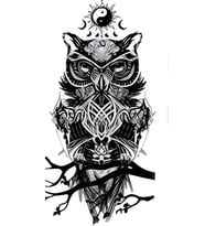 FF-192 ORTA BOY ETNİK BAYKUŞ DESEN GEÇİCİ DÖVME-TATTO