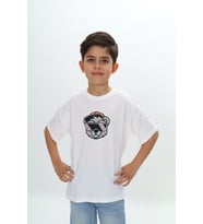 Toontoy Erkek Çocuk Şapkalı Ayı Baskılı Tişört (Ekru)