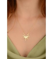 Kişiye Özel 925 Ayar Gümüş Tasarım Şık Güneş İsim Model Kolye (Gold)