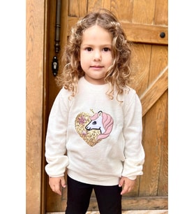 Breeze Kız Çocuk Triko Kazak Pullu Unicorn Baskılı 1.5-5 Yaş, Ekru