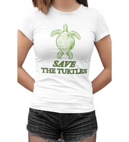 Save the Turtles Beyaz Bayan Tshirt