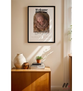 Kişiye Özel Welcome Little One Bebek Posteri, Siyah Çerçeveli Duvar Tablosu