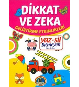Yaz-Sil Dikkat ve Zeka Bitmeyen Yazı Defteri+Tahta Kalem