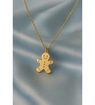 Kişiye Özel Kurabiye Adam Gingerbread Man Kolye 925K Gümüş (Gold)
