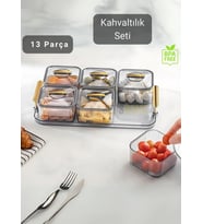 6’lı Kahvaltı Seti 13 Parça Kahvaltılık BPA Free Sunumluk Şık Tepsili Kahvaltılık