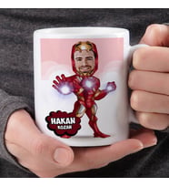 Kişiye Özel Demir Adam Karikatürlü Kupa Bardak