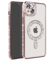 iPhone 15 Kılıf Joke Simli Magneticsafe Kılıf - Pembe