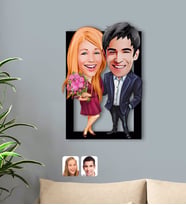 BK Gift Kişiye Özel Sevgililer Karikatürlü 3D Ahşap Tablo-94