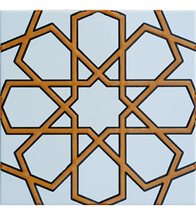 Armada Çini 20x20 Cm SP 89-v Sarı Beyaz Türkmen Yıldızı Çini Karo