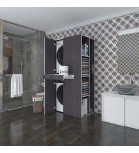 Kenzlife çamaşır-kurutma makinesi dolabı ahi evran sağ gri 187*090*60 çekmeceli banyo (Beyaz)