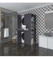 Kenzlife çamaşır-kurutma makinesi dolabı ahi evran sağ gri 187*090*60 çekmeceli banyo (Beyaz)