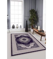 Lacivert Klasik Göbekli Kaymaz Tabanlı Dekoratif Halı MK52 - 100 x 160 cm