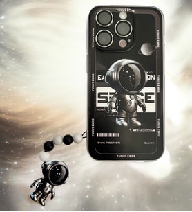 Astronot Tasarımlı Kişiye Özel Charmlı Telefon Kılıfı (Tüm Telefon Kılıfları Mevcuttur.)