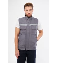Orange Safety Gri Yelek 7/7 Gabardin %100 Pamuk Kapitoneli Reflektörlü