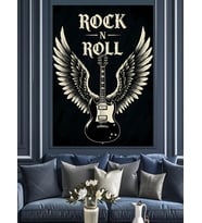 Rock Roll Kanatlı Gitar Dekoratif Kanvas - Mdf Ahşap Tablo