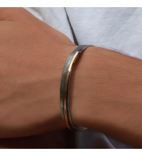 Otantik El İşi Sade Rose Gold Çizgili Kelepçe