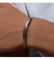Otantik El İşi Sade Rose Gold Çizgili Kelepçe