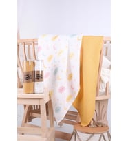 Babyhola 2'li Müslin Örtü Seti 80x80cm Kutulu Organik Hediyelik Emzirme Alt Açma Yenidoğan Puset Örtüsü (Sarı)