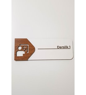 Sınıf ve Derslik Kapı Tabelası – MDF Okul Yönlendirme Levhası  19x7 cm Çift Katmanlı