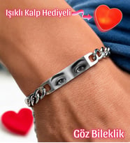 Göz Bileklik Kişiye Özel Baskı, Kaliteli Baskı, Işıklı Kalp Hediyeli, Çeliktir, Paslanmaz, Kararmaz