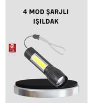 Ultra Dayanıklı 4 Mod Şarjlı Işıldak Suya ve Darbeye Dayanıklı 100.000 Saat LED Ömrü