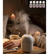 Mini Nemlendirici 5 Esans Hediyeli Led Işıklı Taşınabilir Aromaterapi Buhar Makinesi