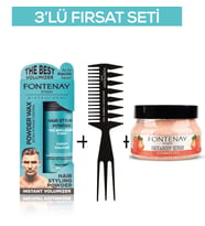 Fontenay Pudra Toz Wax Mavi 20gr + Şekil Tarağı 034 + Face And Body Scrub Çilekli 350ml 3'Lü Set
