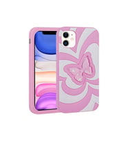 Apple iPhone 11 Uyumlu Kılıf Sıvılı Simli Kelebekli Tasarım Zore Vodena Kapak (Pembe)