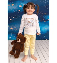 Pia Baby Premium %100 Pamuk İsme Özel Çocuk Pijama Takımı 1-8 Yaş 5051-14 (Sarı)