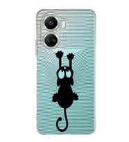 Huawei Nova 10 Se Uyumlu Kapak Çizgi Kedi (Siyah) Tasarımlı Şeffaf Silikon Kılıf