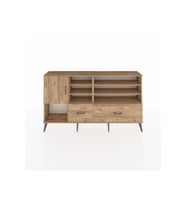 Arges Konsol 8 Raflı 2 Çekmeceli Tek Kapaklı  176x30x99 Çam-Çam