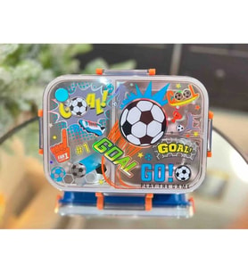VEST BES0024 FUTBOL DESENLİ ŞEFFAF KAPAKLI 3 BÖLMELİ 800 ML ÇELİK BESLENME KABI