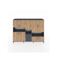 Hyperion Dolap 13 Raflı 3 Çekmeceli 9 Kapaklı 220x44x163 Antrasit-Çam/Antrasit