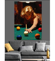 Bilardo Oynayan İkonik Marilyn Monroe Dekoratif Kanvas - Mdf Ahşap Tablo