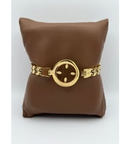 Arnes Jewelry Çelik Çeyrek Altın Takılabilen Kelepçe Bileklik (Gold)