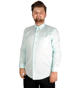 Mode XL Büyük Beden Erkek Klasik Cepli Gömlek Likralı 20350 Mint