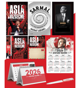 Asla Vazgeçme - Ayraç - Kartpostal - Poster - Sarmal -  2026 Ajanda İstikbal - İstikbal Ahşap Duvar Takvimi - Masa Takvimi