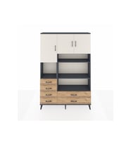 Arges Dolap 9 Raflı 6 Çekmeceli 3 Kapaklı 132x30x195 Antrasit-Aytaşı/Çam