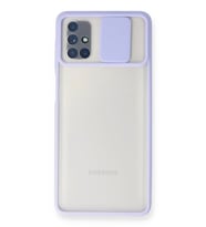 Newface Samsung Galaxy M51 Kılıf Palm Buzlu Kamera Sürgülü Silikon - Lila