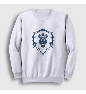 Presmono Unisex Beyaz Alliance Logo World Of Warcraft Oyun Sweatshirt 422878tt (Beyaz)